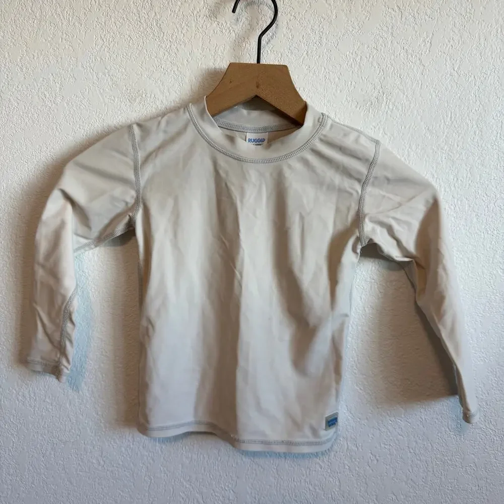 Rugged Butts Toddler Boys Long Sleeve Rash Guard Swim Top Harbor Gray 3T
